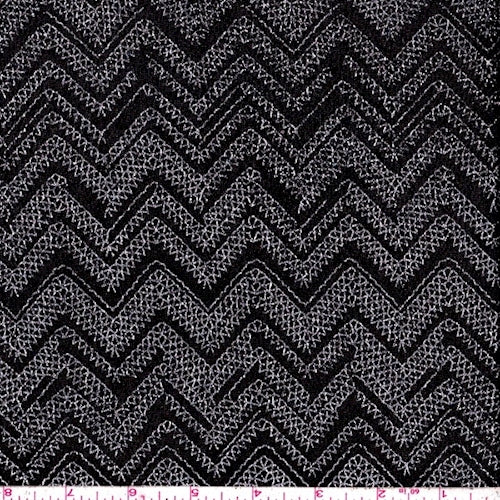 Black/Silver Sparkle Chevron Micro Mesh Fabric