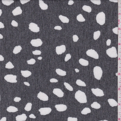 1 1/2 YD PC-Stone Black/White Speck Brushed French Terry Knit Fabric