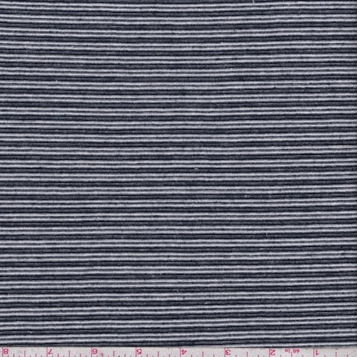 3 1/8 YD PC-White/Navy Stripe Rayon Jersey Knit Fabric