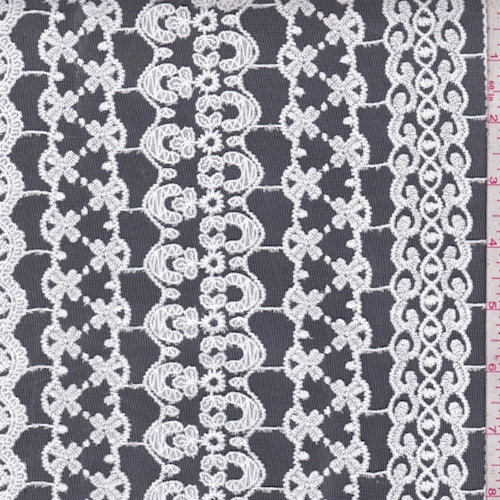 White Deco Stripe Micro Mesh Fabric