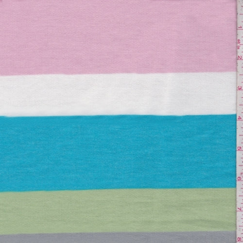 2 YD PC-Pink/Aqua/Green Multi Stripe French Terry Knit Fabric