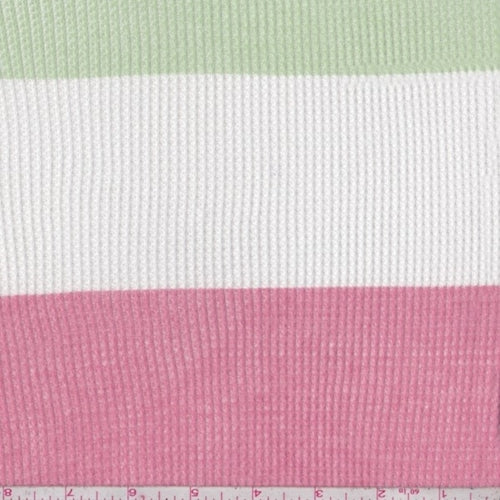 3 YD PC-Pink/Lemon/Mint Stripe Mini Thermal Knit Fabric