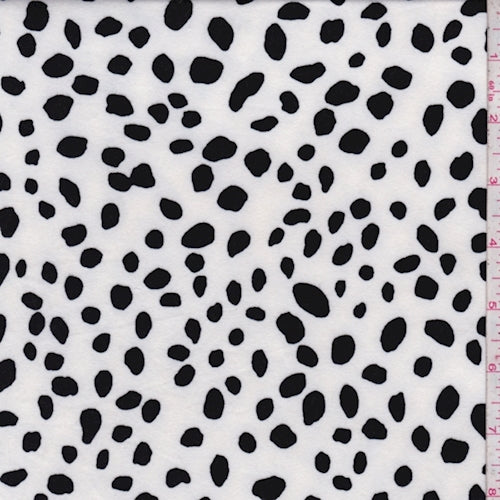 White-Black Dalmatian Double Brushed Jersey Knit Fabric Fabric