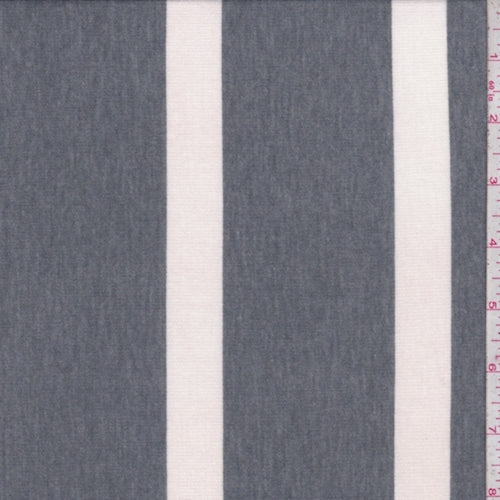 Granite/White Stripe French Terry Knit Fabric