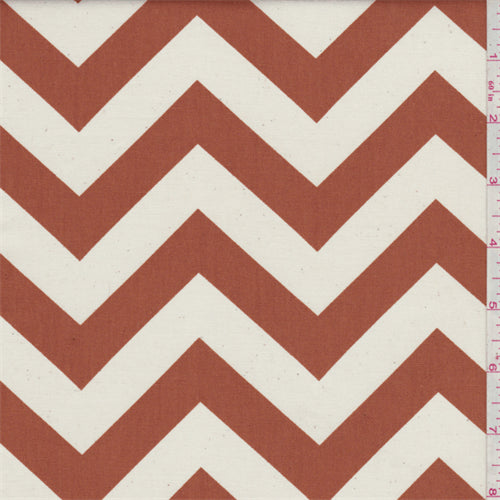 Zig Zag Rust Orange Poplin Fabric