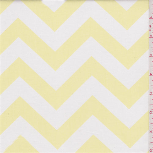 Zig Zag Soft Yellow Poplin Fabric