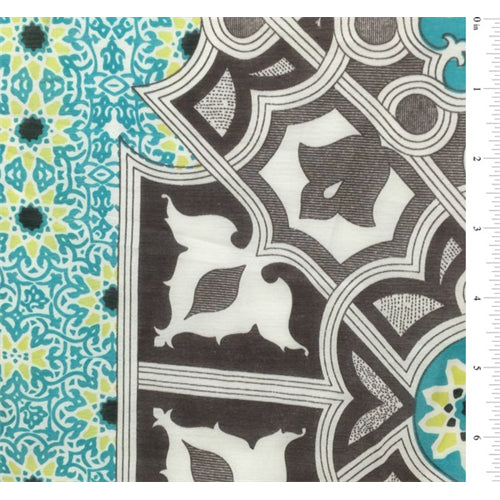 Brown/Turquoise Silk Voile Fabric