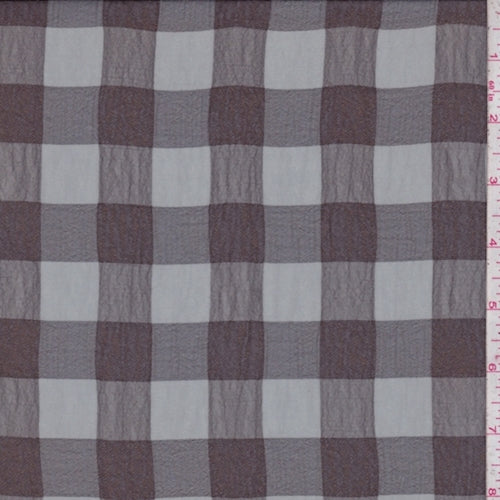 Dove/Black Check Crepe Chiffon Fabric