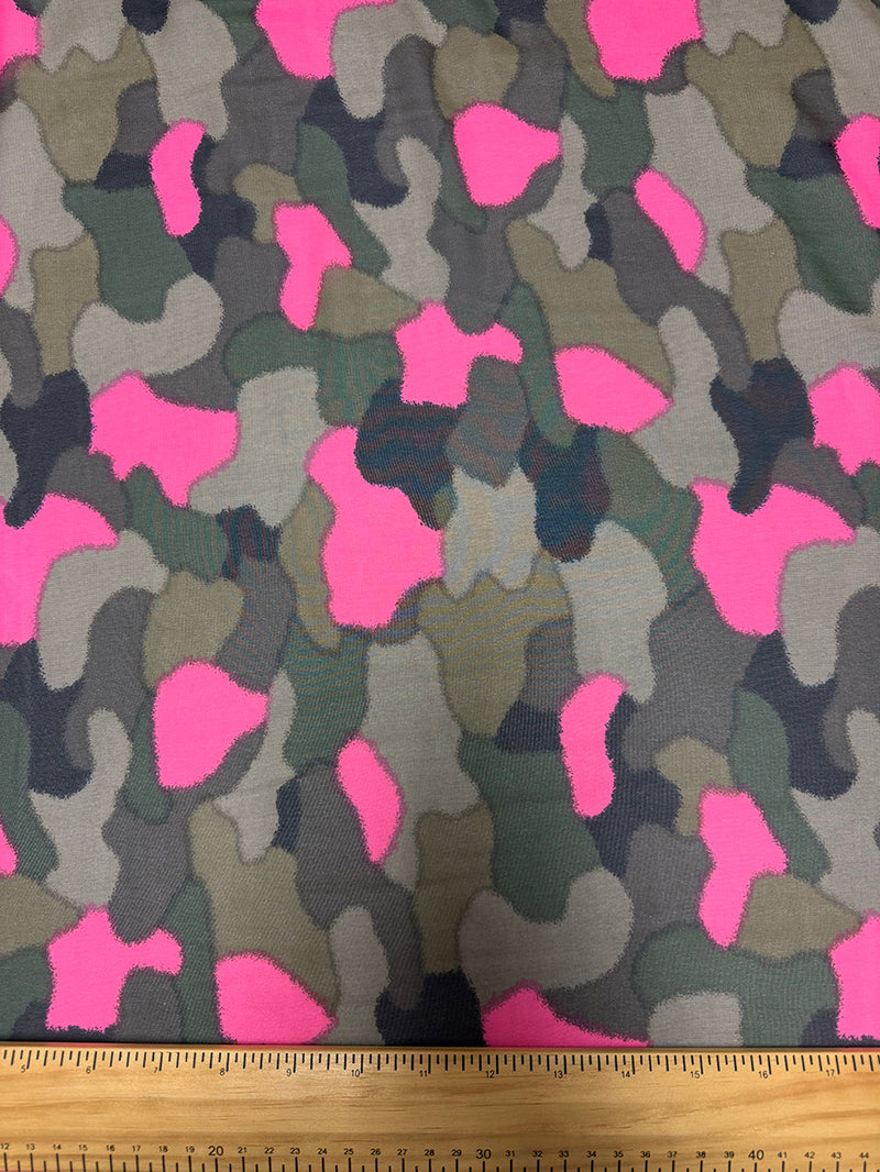 Olive/Taupe/Pink Abstract Camo Chiffon Fabric