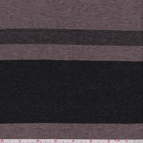 3 1/4 YD PC-Mocha/Black/Oatmeal Varied Stripe Jersey Knit Fabric