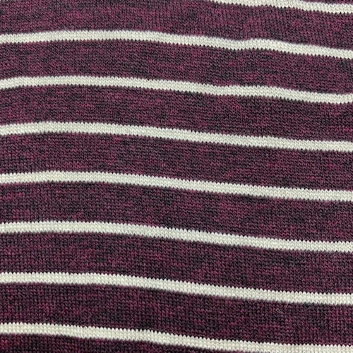 Heather Cranberry/Cream Stripe Rayon Jersey Knit Fabric