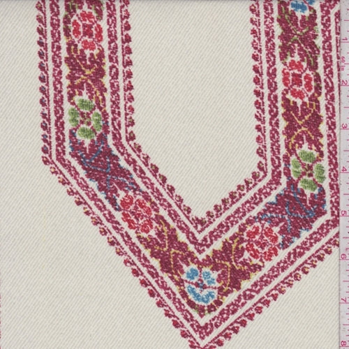 1 5/8 YD PC-Straw/Brick Moroccan Tile Crepe Georgette Fabric