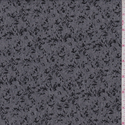 Dark Grey Mottled Floral Burnout Jersey Knit Fabric