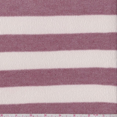 4 YD PC-Blush/Dark Mauve Stripe Sweater Knit Fabric