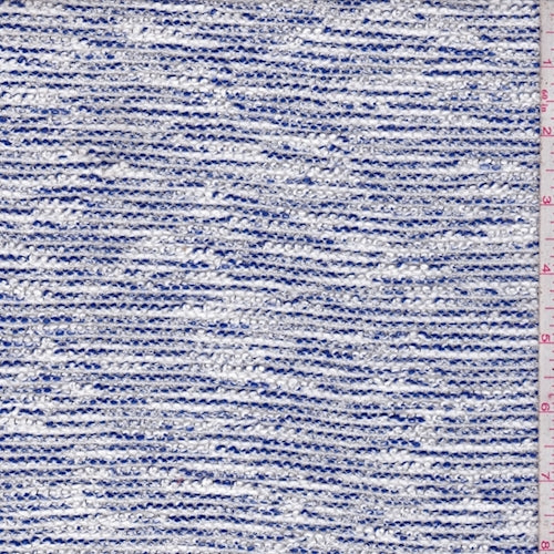 White-Sapphire Stripe Boucle Knit Fabric