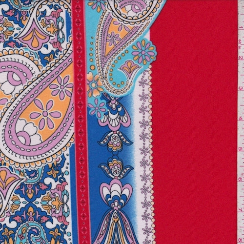 ITY Red/Turquoise/Pink Deco Stripe Jersey Knit Fabric