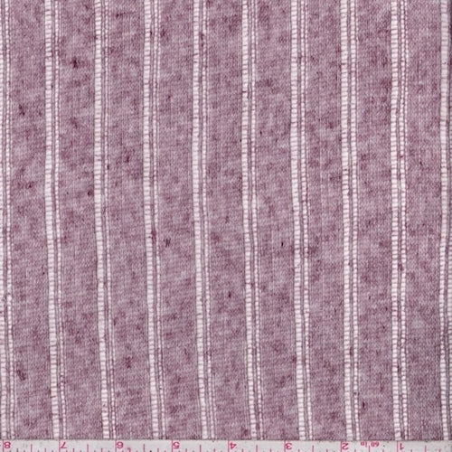 Heather Mauve Pointelle Stripe Sweater Knit Fabric