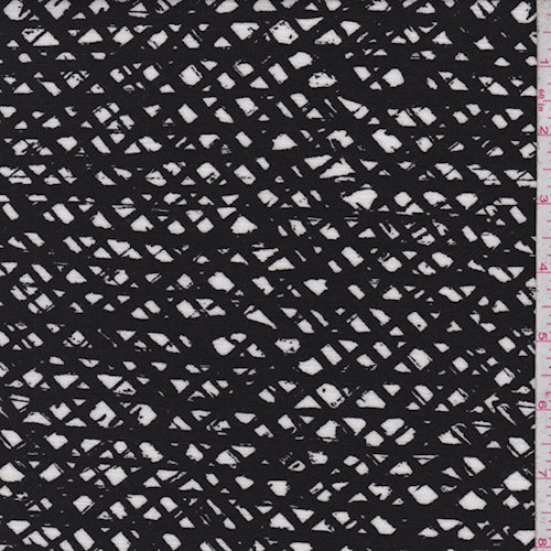 Black-White Wicker Rayon Crinkle Fabric