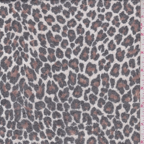 1 YD PC-White/Black/Brown Mini Cheetah Jersey Sweater Knit Fabric