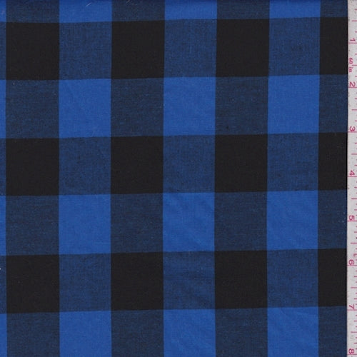 Royal/Black Check Cotton Shirting Fabric