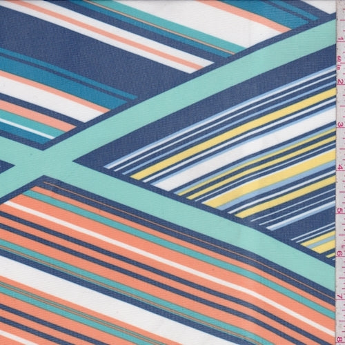 Mint/Ocean Multi Stripe Diamond Power Mesh Fabric