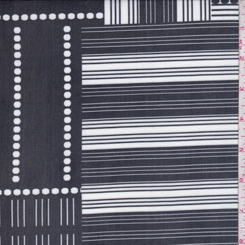Black/White Linear Dot Block Power Mesh Fabric