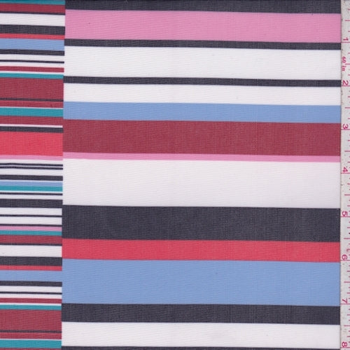 Navy/Garnet Multi Stripe Block Power Mesh Fabric