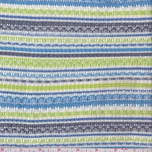 Ocean/Pewter/Lime Stripe Pointelle Knit Fabric