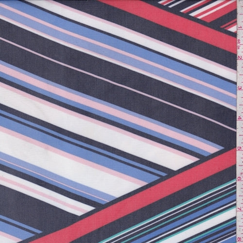 Dark Navy/Perwinkle Multi Stripe Diamond Power Mesh Fabric