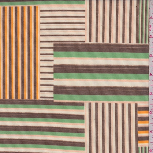 Mocha/Orange/Jade Patchwork Power Mesh Fabric