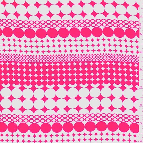 2 3/4 YD PC-Berry/White Circle Stripe Rayon Challis Fabric