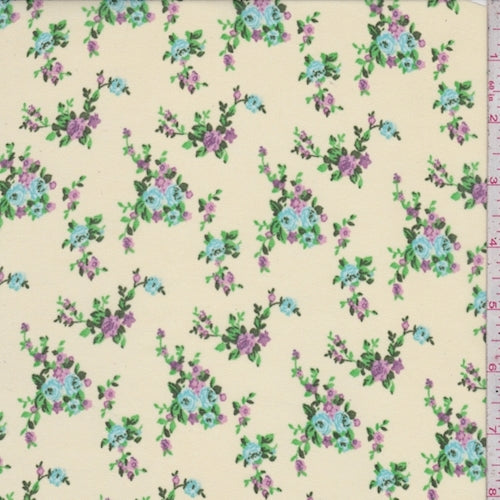 3 YD PC-Pale Yellow Floral Cluster Crepe Georgette Fabric