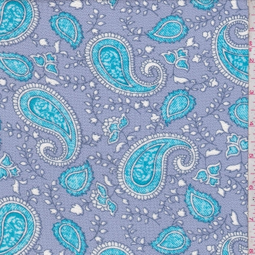4 YD PC-Periwinkle Paisley Crinkled Crepe Fabric