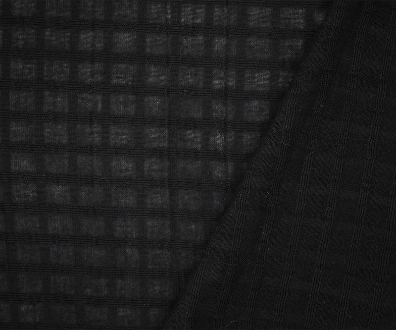 2 YD PC-Black Cotton Grid Plaid Lawn Woven Fabric