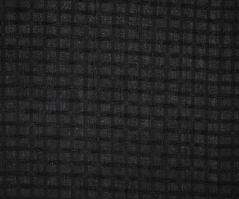 2 YD PC-Black Cotton Grid Plaid Lawn Woven Fabric