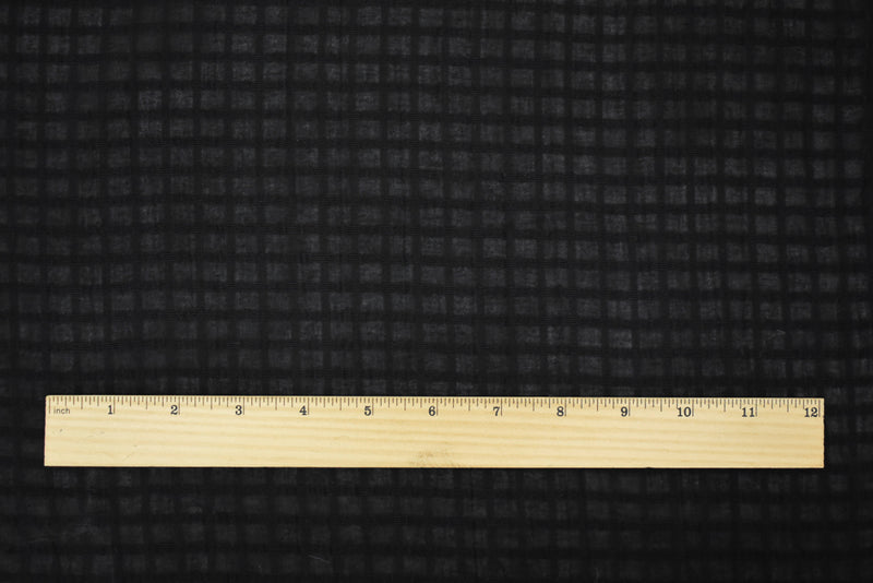 2 YD PC-Black Cotton Grid Plaid Lawn Woven Fabric