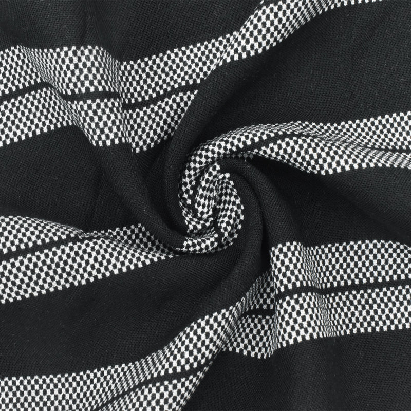 3 1/2 YD PC-Basic Black-White Stripe Mini Check Printed Challis Woven Fabric
