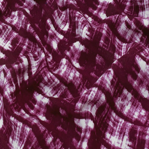 Mulberry Purple/Multi Rayon Tie Dye Printed Challis Fabric