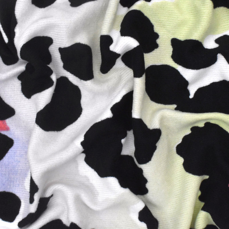 Black-Lime-Multi Cheetah Printed Stretch Brushed Jersey Knit Fabric