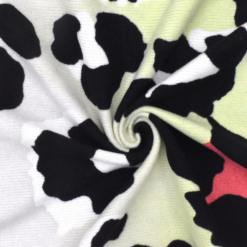 Black-Lime-Multi Cheetah Printed Stretch Brushed Jersey Knit Fabric