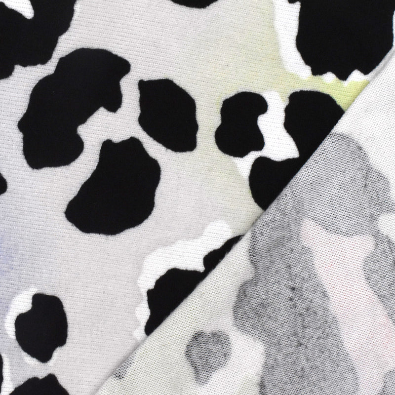 Black-Lime-Multi Cheetah Printed Stretch Brushed Jersey Knit Fabric