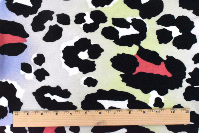 Black-Lime-Multi Cheetah Printed Stretch Brushed Jersey Knit Fabric