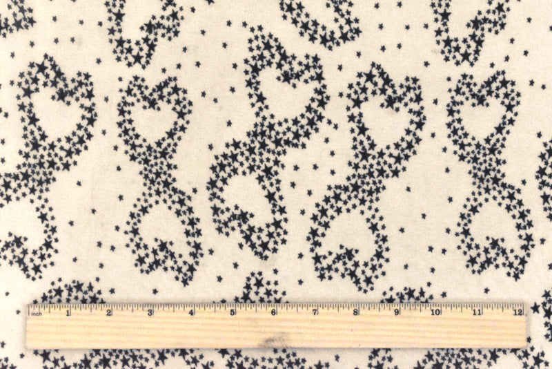Cream Beige-Black Star Galaxy Printed Chiffon Woven Fabric