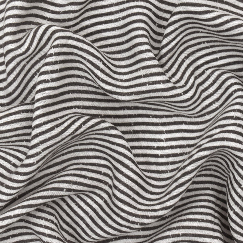 Lead Gray-White Printed Stripe Texture Cotton Gauze Fabric