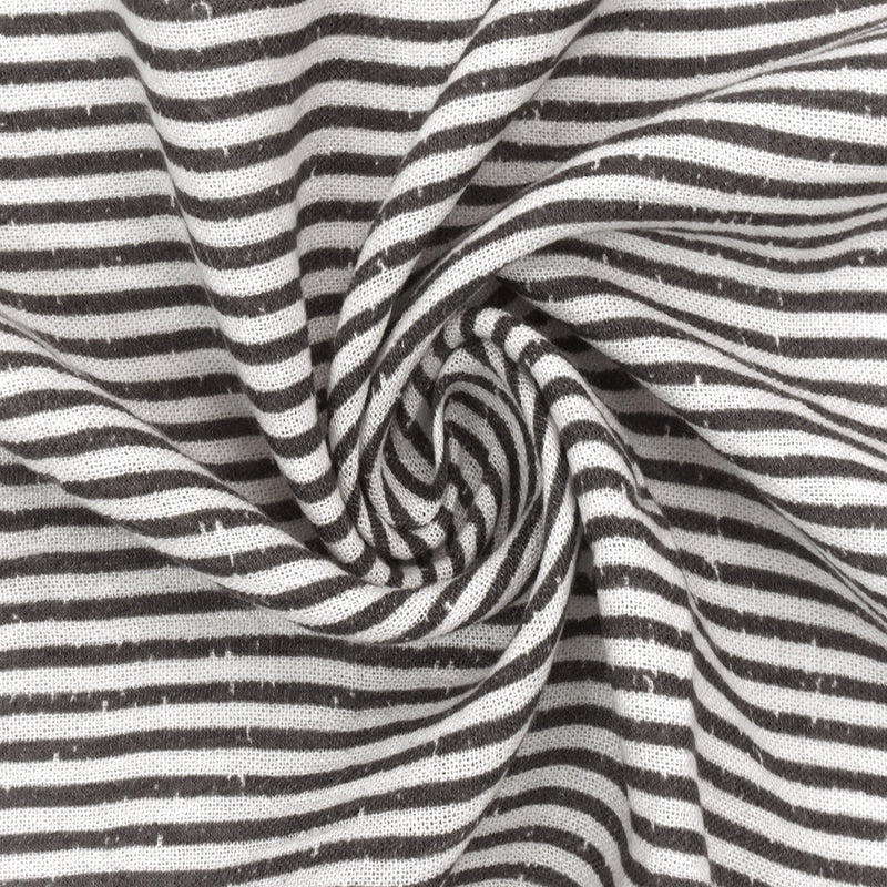 Lead Gray-White Printed Stripe Texture Cotton Gauze Fabric