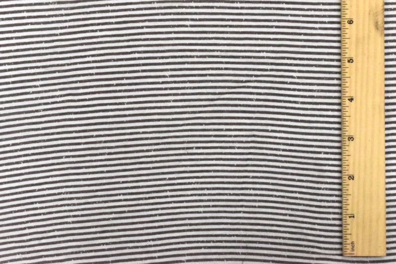 Lead Gray-White Printed Stripe Texture Cotton Gauze Fabric