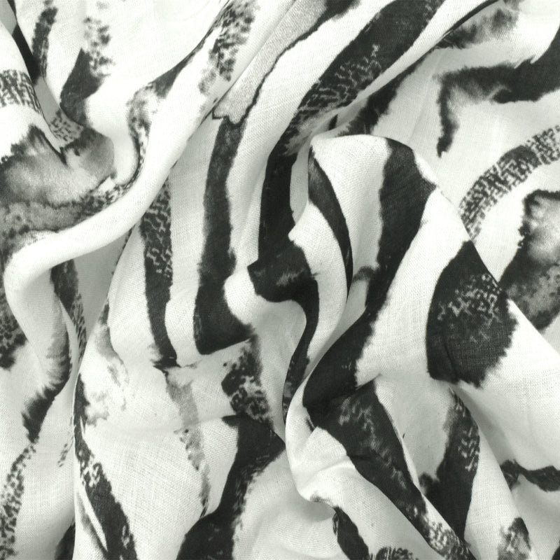 3 3/4 YD PC-Panda White-Black-Gray Cotton Rayon Zebra Printed Lawn Fabric