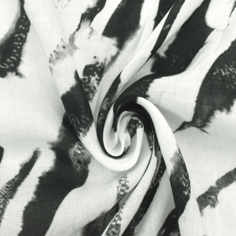 4 YD PC-Panda White-Black-Gray Cotton Rayon Zebra Printed Lawn Fabric