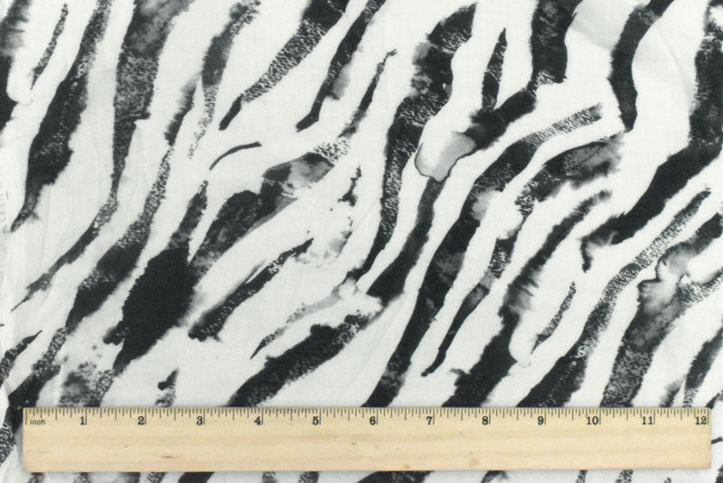 4 YD PC-Panda White-Black-Gray Cotton Rayon Zebra Printed Lawn Fabric