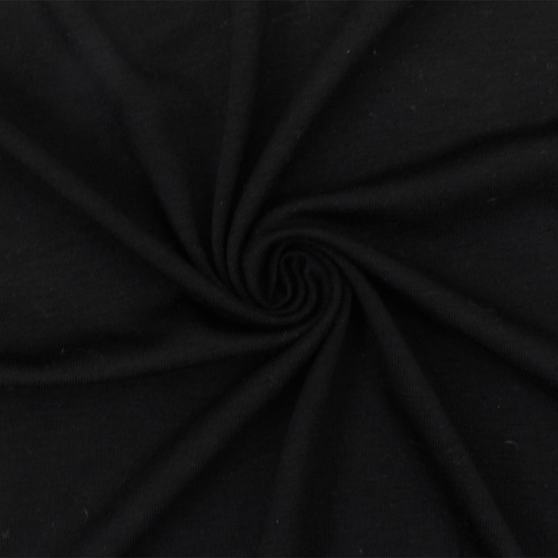 2 1/2 YD PC-Black Solid Stretch Cotton Jersey Knit Fabric
